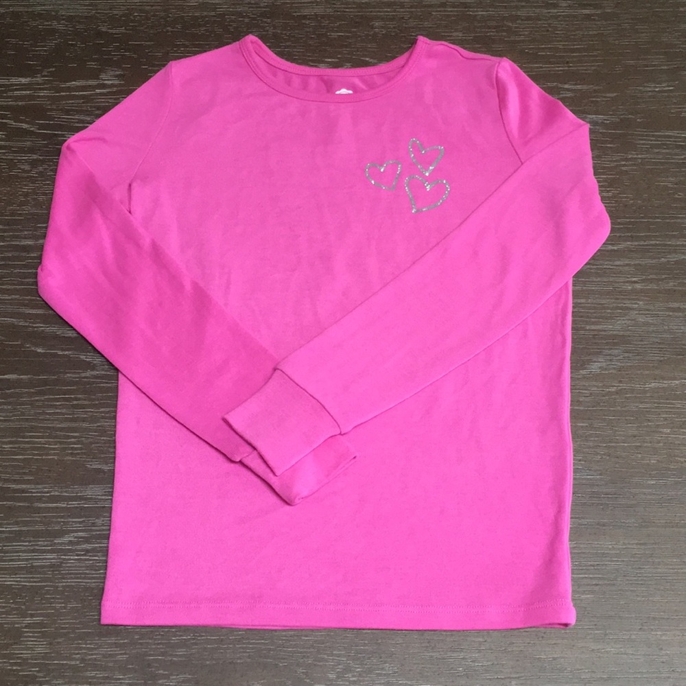 💗SALE❗️Total Girl- Pink PJ Top w/ Silver Hearts💗